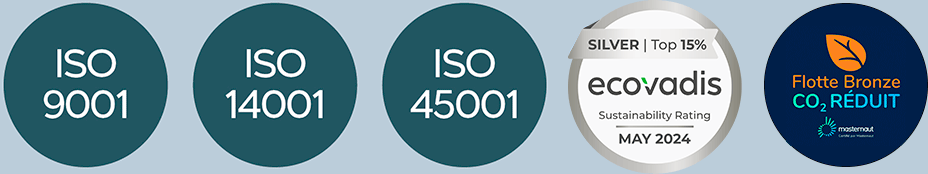Certifications ISO 9001 ; ISO 14001 ; ISO 45001 ; Ecovadis CSR Silver