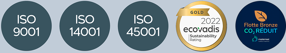 Certifications ISO 9001 ; ISO 14001 ; ISO 45001 ; Ecovadis CSR Gold